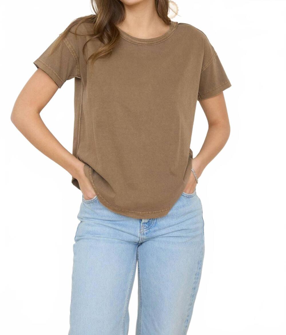 NEW BLU PEPPER reilly exposed seam knit top in brown